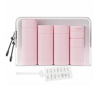FANPOI Set di 5 bottiglie da viaggio con dispenser per crema da viaggio, contenitori da toeletta, approvati TSA, essenziali da viaggio, Rosa, moderno