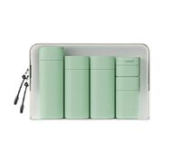 FANPOI Set di 5 bottiglie da viaggio con dispenser per crema da viaggio, contenitori da toeletta, approvati TSA, essenziali da viaggio, Verde chiaro