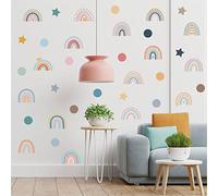fanquare Adesivi Murali Arcobaleno Boho Piccoli Stickers Murali Arcobaleno Decorazioni Murali Acquerello con Stelle a Pois per Bambini Ragazze Camera da Letto Soggiorno Decor