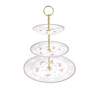 fanquare Alzata per Torta in Porcellana a 3 Piani, Espositore per Frutta Rotondo Floreale Rosa, Vassoio da Dessert a Torre per Matrimoni, Compleanni e Tea Party