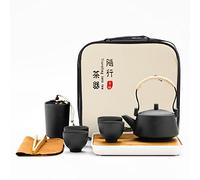 fanquare Servizio da Tè Giapponese da Viaggio con Borsa, Nero, Servizio da Tè Cinese con Teiera, Mini Servizi da Tè per Adulti, Regali da Uomo