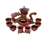 fanquare Set da Tè Semiautomatico Tazza da Tè Teiera Cinese Loong Kungfu Rossa 11 Pezzi Servizio da Tè Tradizionale in Porcellana per Adulti Regali