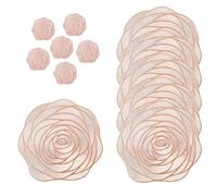fanquare Set di 6 Tovagliette e Sottobicchieri Rosa Tovagliette Intrecciate in PVC Oro Rosa Tovagliette da Tavola con Fiori Scavati Tovagliette Lavabili per Sala da Pranzo Cucina Matrimonio 38cm
