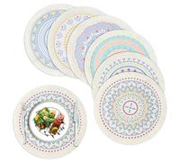 fanquare Set di 6 Tovagliette Rotonde, Tovaglietta Cotone Intrecciato Boho con Nappe, Tovagliette Lavabili Resistenti al Calore per Cucina Sala da Pranzo Matrimonio Natale,33cm