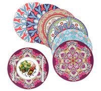 fanquare Tovagliette e sottobicchieri Set di 6, Tovagliette in Gomma Rotonde Mandala, Tovagliette Antiscivolo Lavabili Termoresistenti per la Tavola da Pranzo Della Cucina