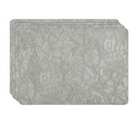 fanquare Tovagliette in Ecopelle Set di 4 Tappetini da Tavolo Retrò Grigi Tovagliette Antiscivolo Impermeabili Tovagliette Floreali in Rilievo per Cucina Sala da Pranzo Festa 43 * 30cm