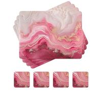 fanquare Tovagliette in Sughero Set di 4 Tovagliette Rettangolari e Sottobicchieri Tovagliette in Marmo Rosa Tappetini da Tavolo Impermeabili Resistenti al Calore per Cucina Casa 41 * 31cm
