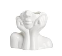 fanquare Vaso con Faccia Bianca Brillante 14cm, Vaso Moderno in Porcellana Umana per la Decorazione Della Casa, Vaso Unico in Ceramica per Fiori