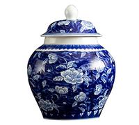 fanquare Vaso Jingdezhen in Porcellana Blu e Bianca, Vaso Modello Ninfea Fiore Fatto a Mano, Altezza 23 cm