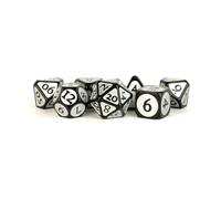 FanRoll 16mm Enamel Acrylic Poly Dice Set: Black w/Silver Enamel