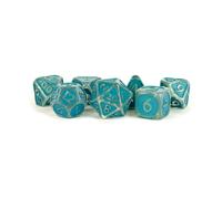 FanRoll 16mm Enamel Acrylic Poly Dice Set: Ice w/Blue Enamel