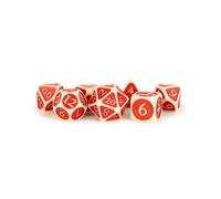 FanRoll 16mm Enamel Acrylic Poly Dice Set: Ivory w/Red Enamel