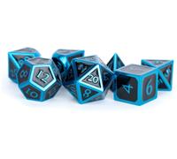 FanRoll by Metallic Dice Games 16mm Metal Polyhedral DND Dice Set: Blue w/ Black