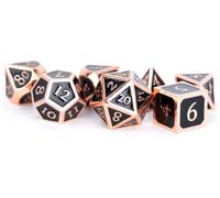 FanRoll by Metallic Dice Games 16mm Metal Polyhedral DND Dice Set: Copper w/ Bla