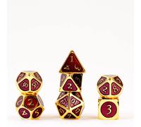 FanRoll by Metallic Dice Games 16mm Metal Polyhedral DND Dice Set: Gold w/ Purpl