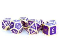 FanRoll by Metallic Dice Games 16mm Metal Polyhedral DND Dice Set: Gold w/ Purpl