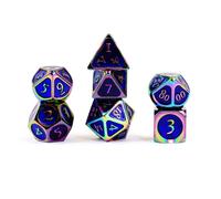 FanRoll by Metallic Dice Games 16mm Metal Polyhedral DND Dice Set: Rainbow w/ Bl