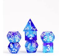 FanRoll by Metallic Dice Games Handcrafted Sharp Edge Resin DND Dice Set: Oceani