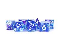 FanRoll by Metallic Dice Games Handcrafted Sharp Edge Resin DND Dice Set: Oceani