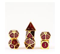 FanRoll by Metallic Dice Games 16mm Metal Polyhedral DND Dice Set: Gold w/ Purpl
