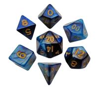 Fanroll Mini Dice Set Blue/light Blue Con Gold Numbers (7) Fanroll