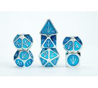 FanRoll Tales of The Valiant Metal Dice Set, Silver with Light Blue Enamel, Set