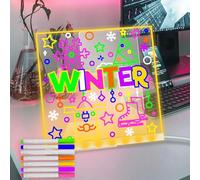 Fanrui 15 x 15 cm Acrilico Light Up Dry Erase Board con luce dimmerabile, Led Writing Board con supporto, Glowing Memo Message Note Drawing Planner Board per ufficio scuola casa