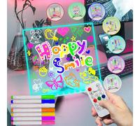 Fanrui 2024 Acrilico Dry Erase Board con Luce -Clear Desktop cavalletto Write Board con 7 marcatori vassoio sulla scrivania,To Do List Message Writing Notepad da disegno per la casa (Multicolore, S)