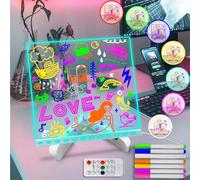 Fanrui 2024 Acrilico Dry Erase Board con Luce -Clear Desktop cavalletto Write Board con 7 marcatori vassoio sulla scrivania,To Do List Message Writing Notepad da disegno per la casa (Multicolore, M)