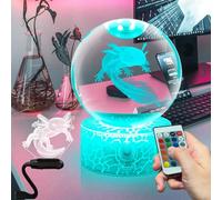 Fanrui 3D Axolotl luce notturna di cristallo, 3,15 pollici palla di vetro lampada notturna dimmerabile, USB touch, 16 colori, telecomando, Axolotl regali, decorazioni d'arte Regali per bambini, uomin