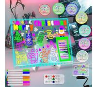 Fanrui 7 colori cancella a secco acrilico con la luce, multicolore 11,8 X 7,9" Controllo remoto Bacheca Messaggi LED,Desktop nota di Memo lettera LED in vetro lavagna regali per bambini