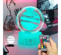 Fanrui 80MM Giove Pianeta Statua Figurina - 3D Cristallo Giove Figura Sfera Lampada per Desktop Tabletop Decor - Giove roba per camera da letto - 16 colori cambiare luce notturna