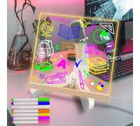 Fanrui Acrilico Dry Erase White Board - 5,9 x 5,9 pollici Clear Desktop Whiteboard per elencare Board con 7 pennarelli penne Piccolo Desktop Dry-Erase-Board quotidiano cavalletto pittura nota regali
