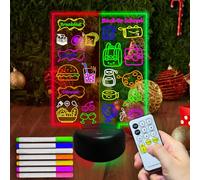 Fanrui Bacheca LED con doppio 7 colori, 24,6 x 16,8 cm, lavagna acrilica cancellabile a secco con telecomando, bacheca luminosa in vetro con 7 pennarelli, per pianificatore della cucina e casa