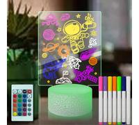 Fanrui lavagna cancellabile a secco con telecomando, chiara lavagna da tavolo Memo White Board Colorful LED Light up Message Board Tavoletta acrilica Memo Board con 7 marcatori (White Base)