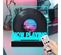 Fanrui Now Playing Light Up Vinyl Record Holder | 7 Colori Change LED Tabletop Record Storage | Glowing Solid Wood Vinyl Music Album Display con telecomando e dimmer | Vinyl LP Recors Storage Shelf