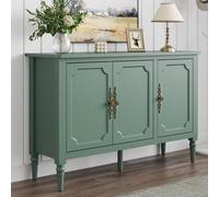 FansaFurn Armadietto portaoggetti a 3 ante con ripiani regolabili, credenza accento con gambe tornite, armadio dispensa in legno, armadio a buffet metà secolo per ingresso, soggiorno, sala da pranzo