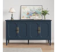 FansaFurn Consolle, armadietto moderno da 147 cm, mobile da buffet in legno, armadietto multimediale con 4 ante, armadietto d'accento per ingresso, soggiorno, sala da pranzo (blu)