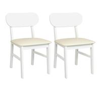 FansaFurn Set di 2 sedie da pranzo in legno massello, moderne sedie da cucina imbottite in pelle, per cucina, sala da pranzo, soggiorno, ufficio, terrazza, capacità 158,8 kg, colore: bianco