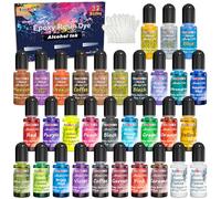 FansArriche Alcohol Ink Set - 32 Colori con 10 Coloranti Metallizzati, Inchiostro Alcool per Pittura, Inchiostri Alcolici Colore per Creazione e Arte, 10 ml