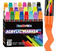 FansArriche Pennarelli vernice acrilica, Punta Grossa Marker Jumbo 15 mm, 24 Colori penne permanenti per Pietra, Metallo, Legno, Stoffa, Vetro, Ceramica, Pennarelli Acrilici Colorati