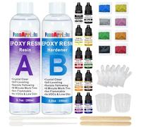 FansArriche Resina Epossidica 500ml con Pigmento Resina, Epossidica Trasparente, Bicomponente per Colata Rivestimento - Rapporto 1:1 Epoxy con Indurente per Creazione Gioielli Fai da Te, Pittura