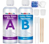 FansArriche Resina Epossidica - 850g / 800ml di Resina Epossidica Trasparente Bicomponente per Colata Rivestimento - Rapporto 1:1 Colla Resina Epoxy con Indurente per Creazione Gioielli Fai da Te