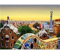 FanSee Kit per diamond painting 5D fai da te, Parco Güell Barcellona Diamond arte Painting Immagini secondo i numeri, DIY Ricamo a punto croce diamante painting, Regalo per Decorazione Casa 25x35cm