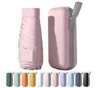 FANSEZQ Mini Ombrello da Viaggio, Ombrello Pieghevole Ultra Leggero e Portatile per Tasca - Ombrellino da Sole e Pioggia con Protezione UPF 50+ - Impermeabile e Anti-Vento (Rosa)