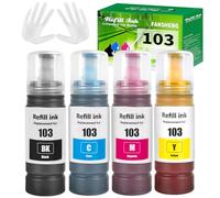 FANSHENG 103 Inchiostro Compatibile con Epson 103 Flaconi di Inchiostro per L1110 L1210 L1250 L3100 L3101 L3110 L3111 L3116 L3150 L3151 L3156 L3160 (4 Pack, Nero/Ciano/Magenta/Giallo)
