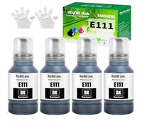 FANSHENG 111 inchiostro Compatibile con Epson 111 Bottiglie di ricarica dell'inchiostro per Ecotank ET-M2170 ET-M1170 ET-M3170 ET-M3140 ET-M1100 ET-M2120 ET-M1120 ET-M1140 ET-M1170 (4 Pack Nero)