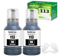 FANSHENG 113 Inchiostro Compatibile con Epson 113 Flaconi di Inchiostro per Ecotank ET-5150 ET5150 ET-5170 ET-16650 ET-16600 ET-16150 ET-15000 ET-5100 ET-5160 ET-5800 Pro ET-5850 (2 Pack, Nerox2)