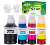 FANSHENG GI50 Inchiostro Compatibile con Canon GI-50 50 Flaconi di Inchiostro per Pixma G1520 G1560 G2520 G2560 G3520 G3560 G1530 G2570 G4570 G5050 G6050 G7050 GM2050 Stampanti (4 Pack BK/C/M/Y)