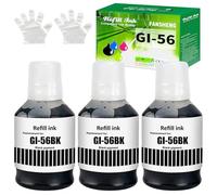 FANSHENG GI56 Inchiostro Compatibile con Canon GI-56 GI 56 Flaconi di Inchiostro per MAXIFY GX7050 GX6050 GX5050 GX4050 GX3050 (3 Pack, Nerox3)